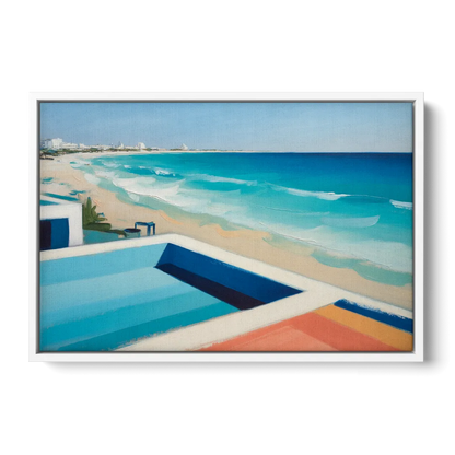 Playa del Carmen Beachfront Front - White Canvas Wall Art