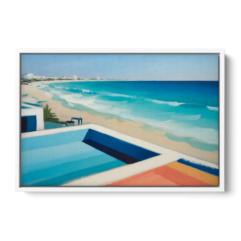 Playa del Carmen Beachfront Front - White Canvas Wall Art