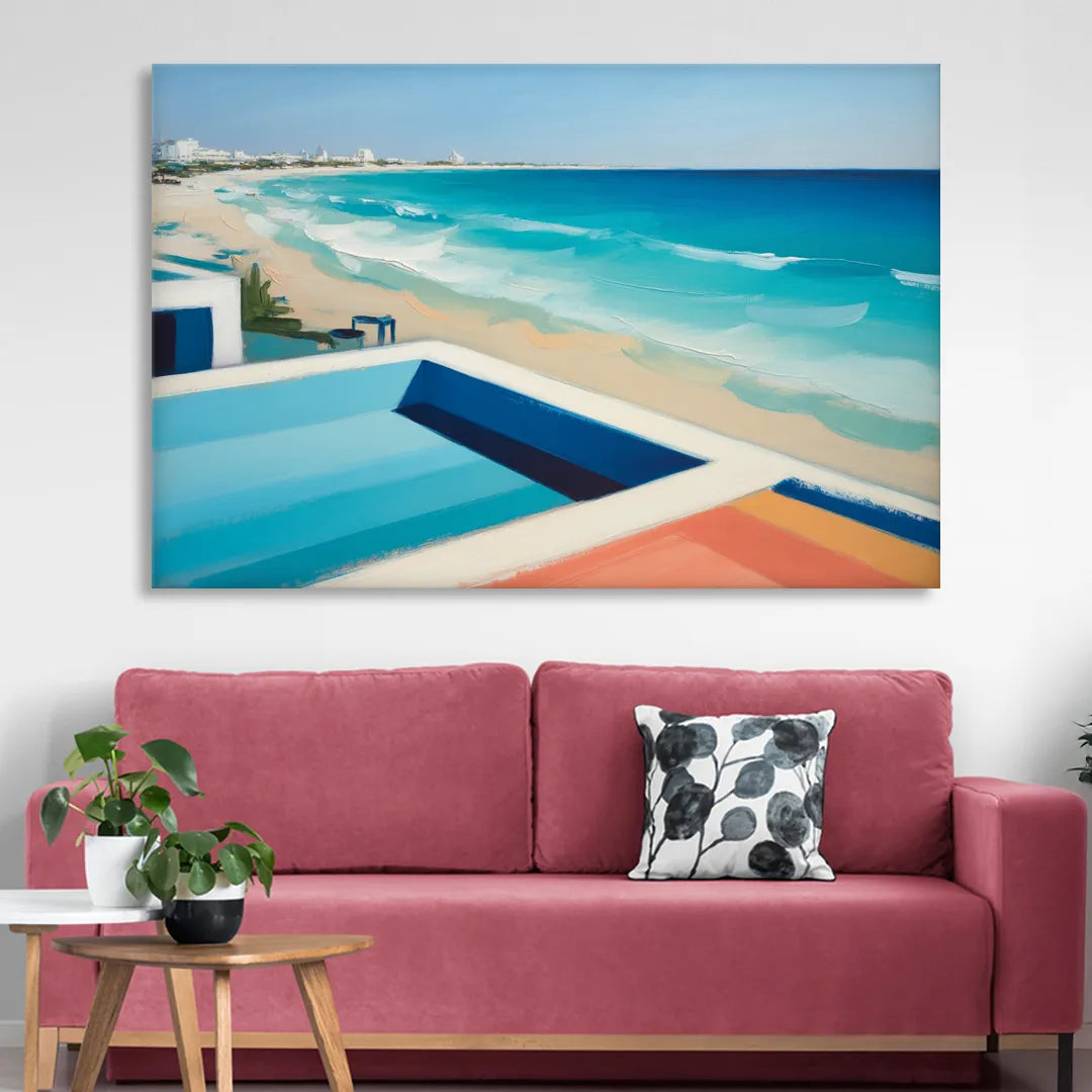 Playa del Carmen Beachfront Sitting Room - Canvas Wall Art