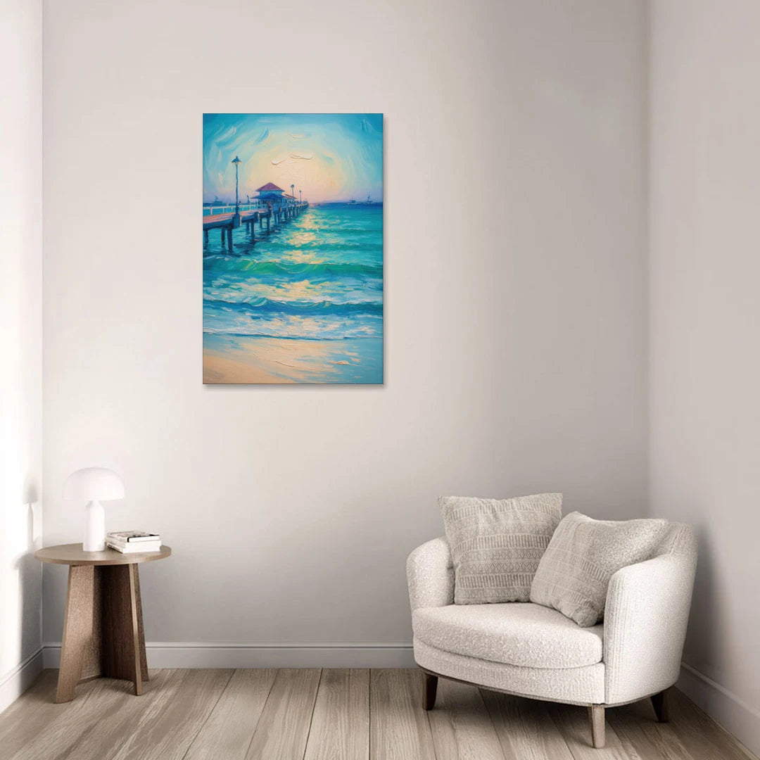 Playa del Carmen Pier - Canvas Wall Art - Sofa - 24x36