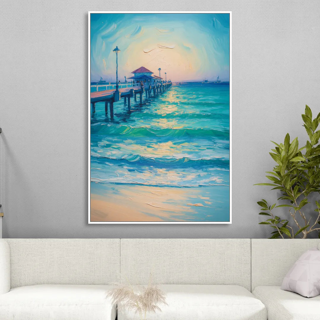 Playa del Carmen Pier Living Room - White Canvas Wall Art