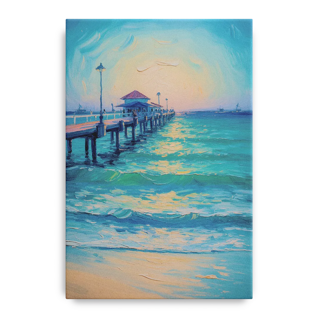 Playa del Carmen Pier Front - Canvas Wall Art