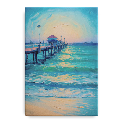 Playa del Carmen Pier Front - Canvas Wall Art