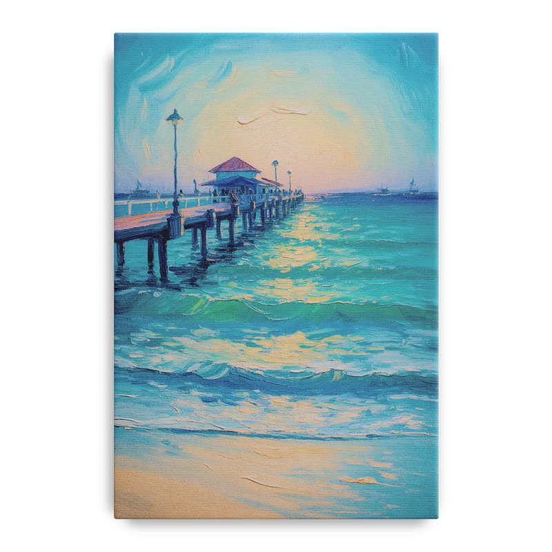 Playa del Carmen Pier Front - Canvas Wall Art