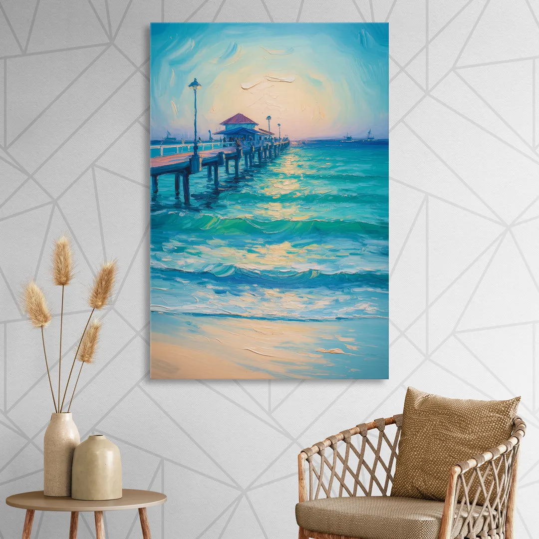 Playa del Carmen Pier Sitting Room - Canvas Wall Art