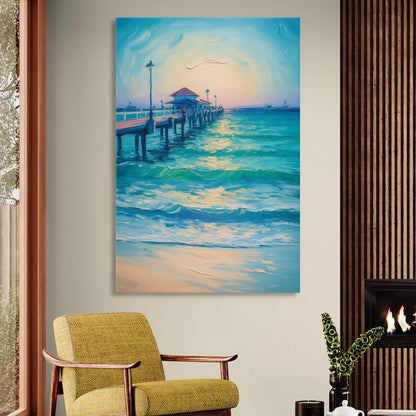 Playa del Carmen Pier Living Room - Canvas Wall Art