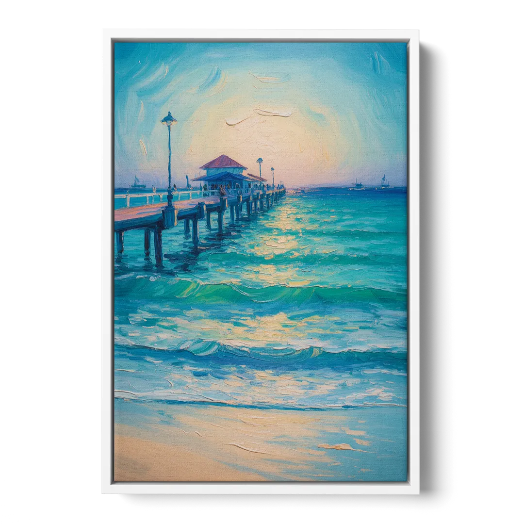 Playa del Carmen Pier Front - White Canvas Wall Art