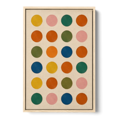 Playroom Wall Art with Twenty-Four Painted Dots - Oak Framed Canvas Wall Art - Front