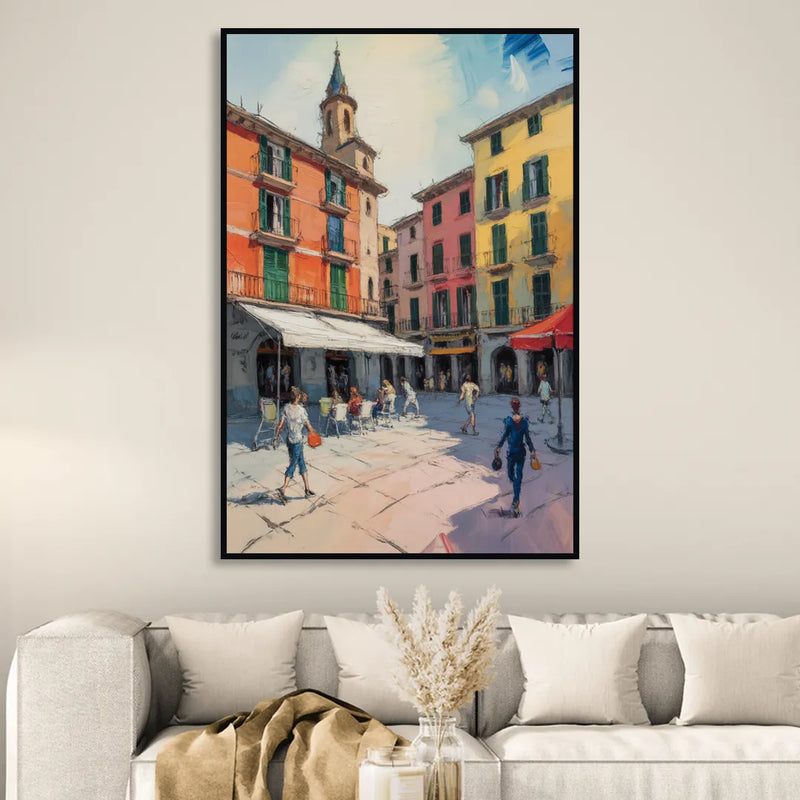 Plaza Mayor Charm Sitting Room - Black Canvas Wall Art