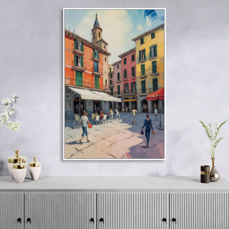 Plaza Mayor Charm Sitting Room - White Canvas Wall Art