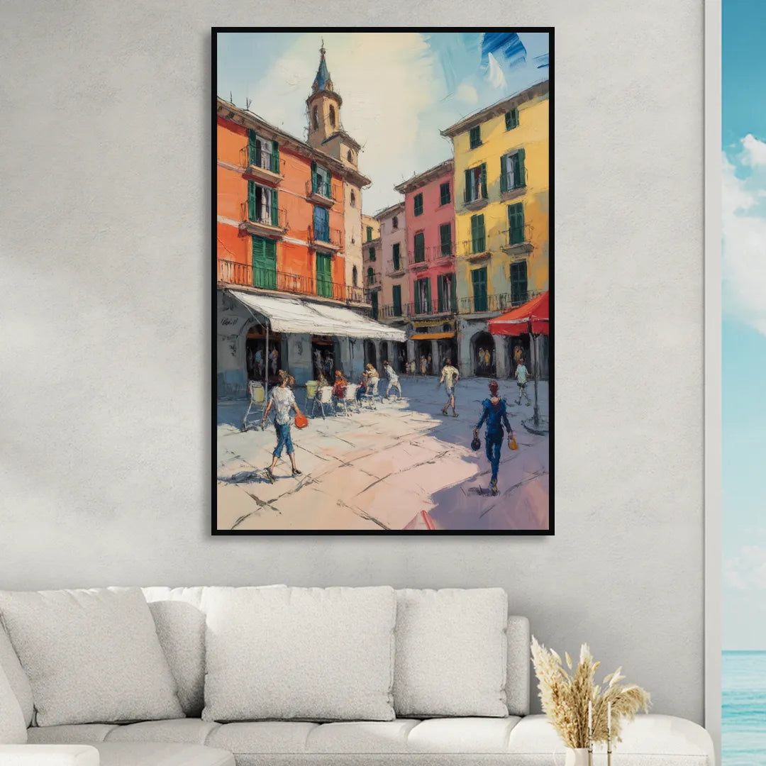 Plaza Mayor Charm Living Room - Black Canvas Wall Art
