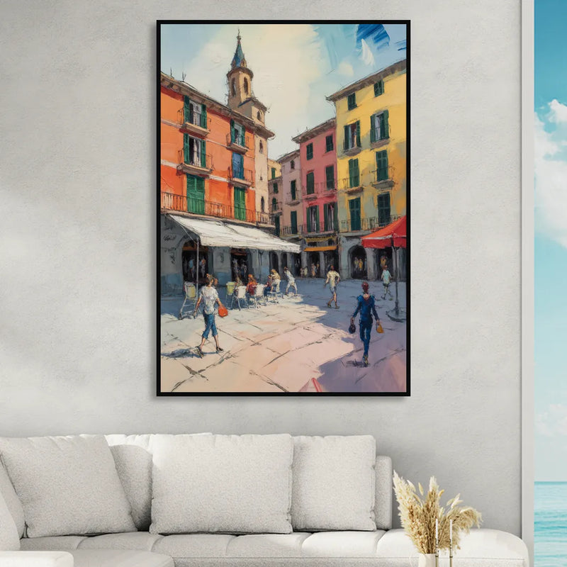 Plaza Mayor Charm Living Room - Black Canvas Wall Art