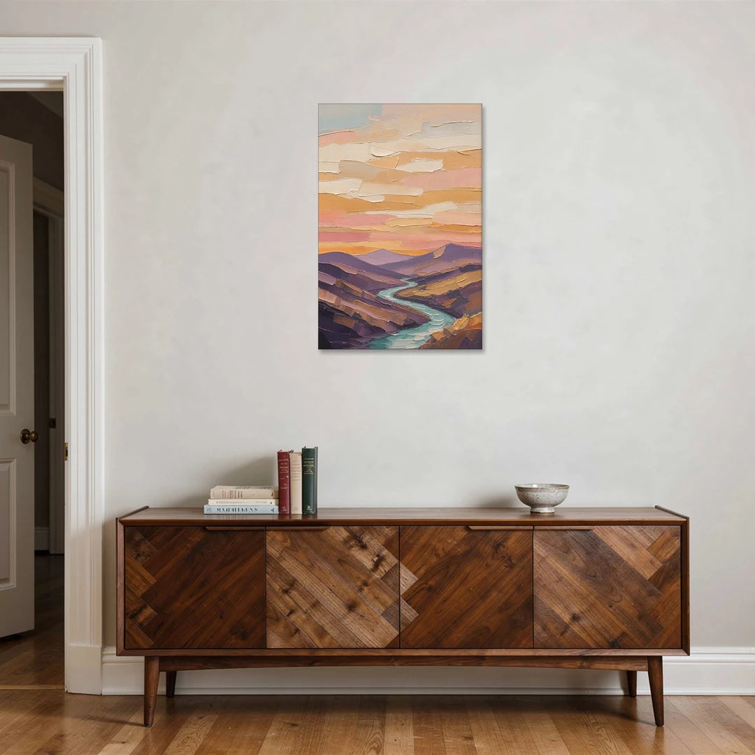 Plum Hills and Teal River at Sunset - Canvas Wall Art - Coffee Table - 24x36