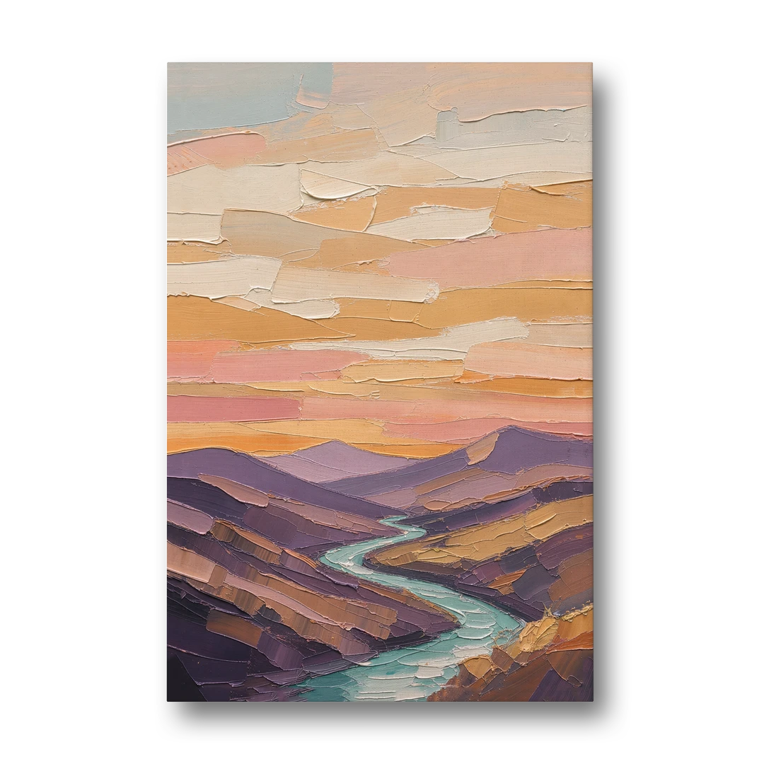 Plum Hills and Teal River at Sunset - Canvas Wall Art - Front