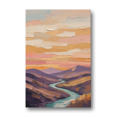 Plum Hills and Teal River at Sunset - Canvas Wall Art - Front