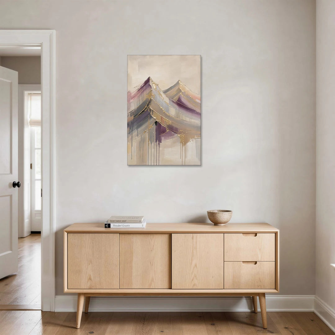 Plum and Gold Peaks - Canvas Wall Art - Coffee Table - 24x36
