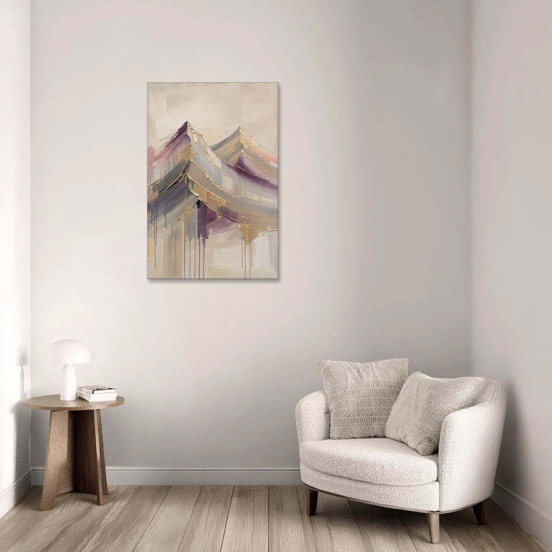 Plum and Gold Peaks - Canvas Wall Art - Sofa - 24x36