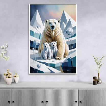 Polar Bear Majesty Living Room - White Canvas Wall Art
