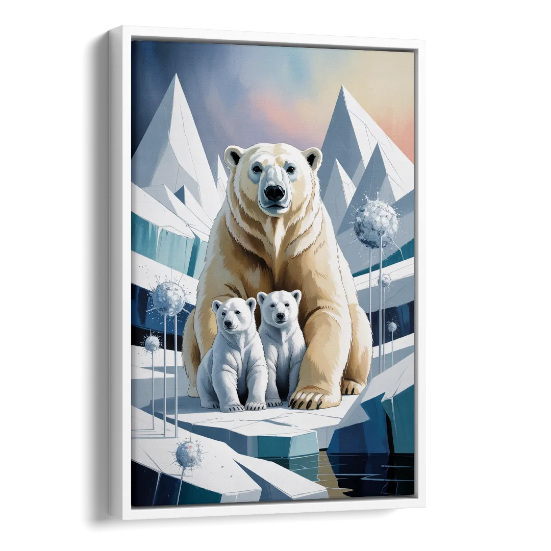 Polar Bear Majesty Side - White Canvas Wall Art