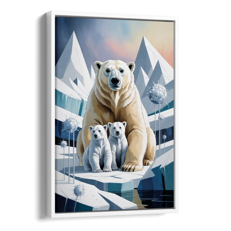 Polar Bear Majesty Side - White Canvas Wall Art