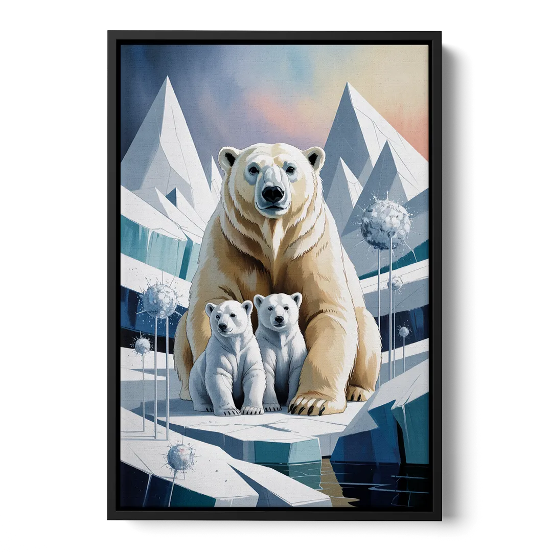 Polar Bear Majesty Front - Black Canvas Wall Art