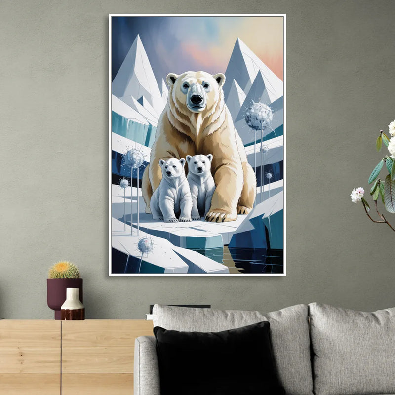 Polar Bear Majesty Sitting Room - White Canvas Wall Art