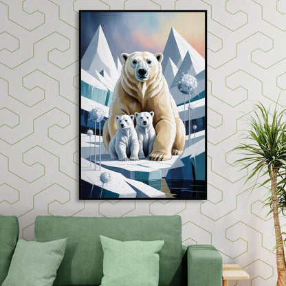 Polar Bear Majesty Sitting Room - Black Canvas Wall Art