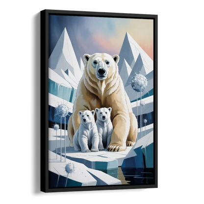 Polar Bear Majesty Side - Black Canvas Wall Art