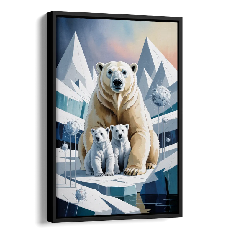 Polar Bear Majesty Side - Black Canvas Wall Art