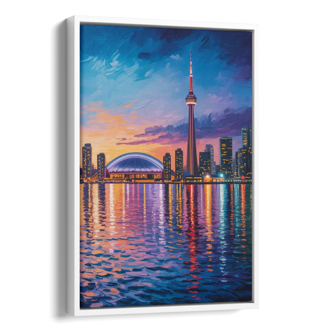 Polson Pier Toronto View Side - White Canvas Wall Art