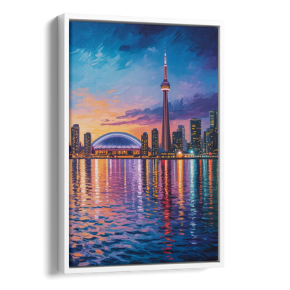 Polson Pier Toronto View Side - White Canvas Wall Art