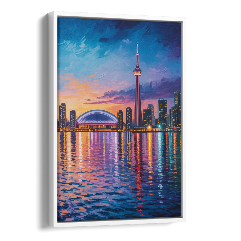 Polson Pier Toronto View Side - White Canvas Wall Art