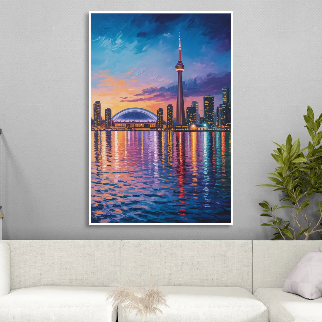 Polson Pier Toronto View Sitting Room - White Canvas Wall Art