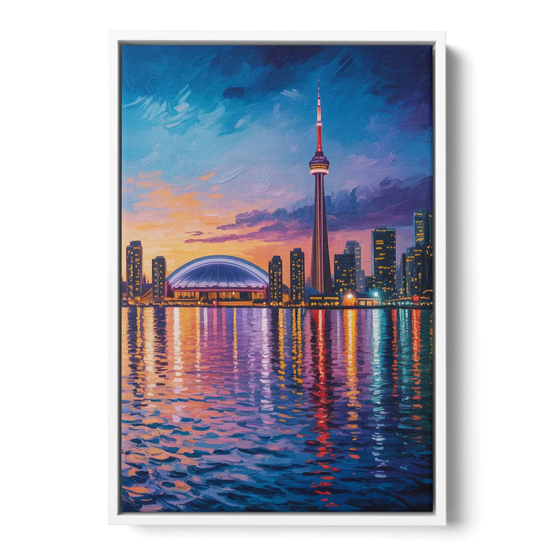 Polson Pier Toronto View Front - White Canvas Wall Art