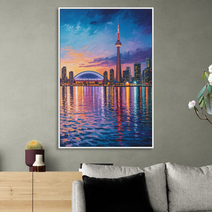 Polson Pier Toronto View Living Room - White Canvas Wall Art