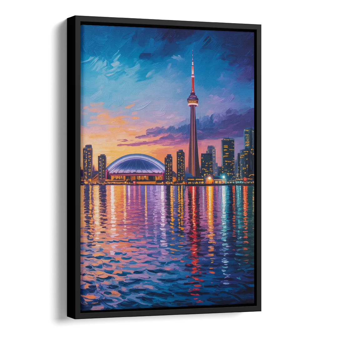 Polson Pier Toronto View Side - Black Canvas Wall Art