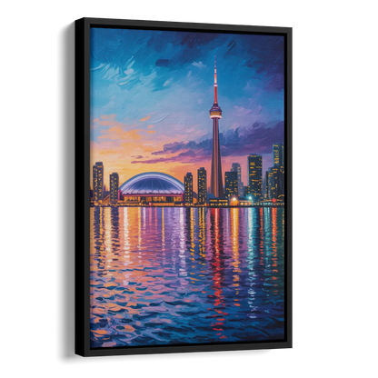 Polson Pier Toronto View Side - Black Canvas Wall Art