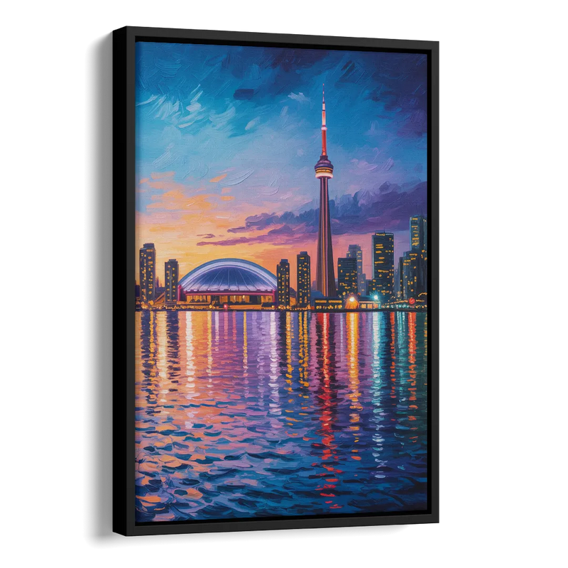 Polson Pier Toronto View Side - Black Canvas Wall Art