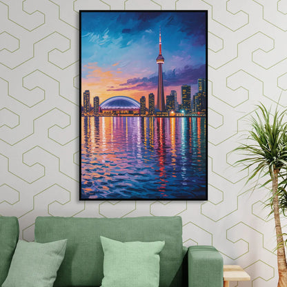 Polson Pier Toronto View Living Room - Black Canvas Wall Art