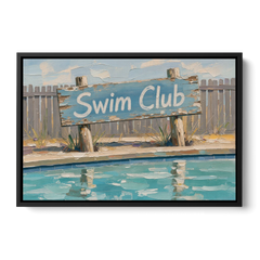 Pool Signs for Backyard Swim Club Board - Black Framed Canvas Wall Art - Front