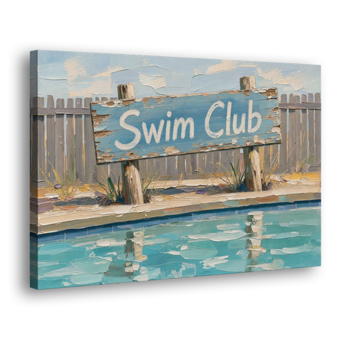 Pool Signs for Backyard Swim Club Board - Canvas Wall Art - Side