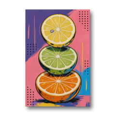 Pop Art Fruit Painting of a Citrus Wheel Tower - Canvas Wall Art - Front