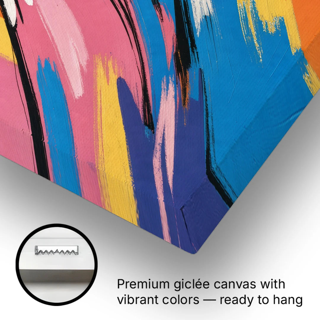 Pop Art Mountain in Pink and Blue - Canvas Wall Art - Gallery Wrap Corner