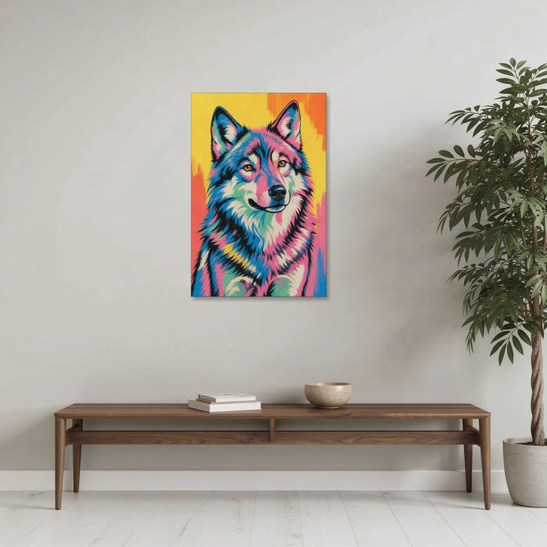 Pop Art Wolf with Amber Eyes - Canvas Wall Art - Coffee Table - 24x36