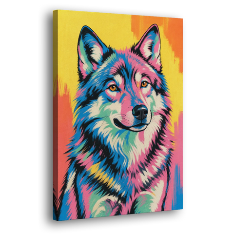 Pop Art Wolf with Amber Eyes - Canvas Wall Art