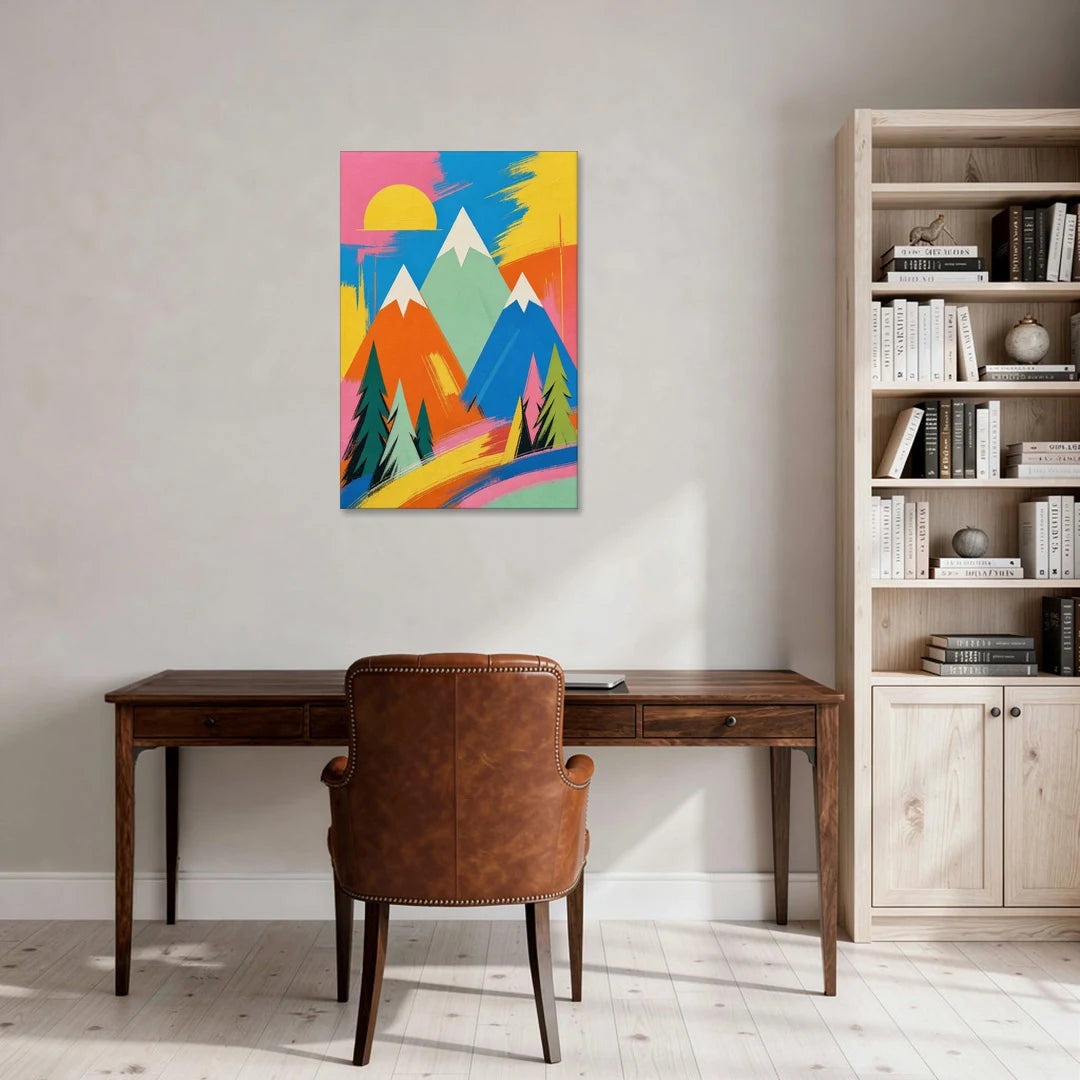 Pop Color Peaks and Pines - Canvas Wall Art - Office - 24x36