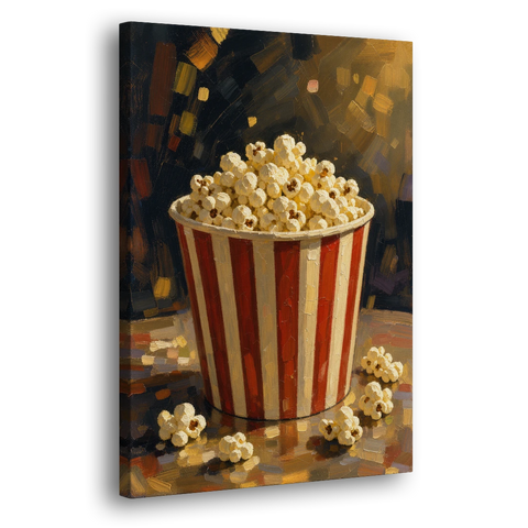 Popcorn Painting of a Striped Bucket Spilling Over - Canvas Wall Art - Side