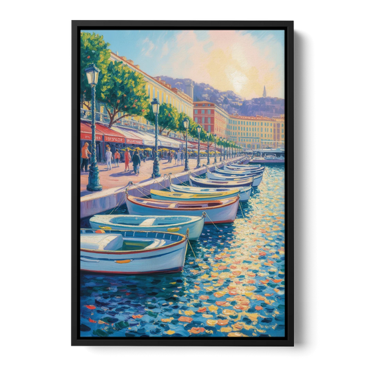 Port of Nice - Black Framed Canvas Wall Art - Front