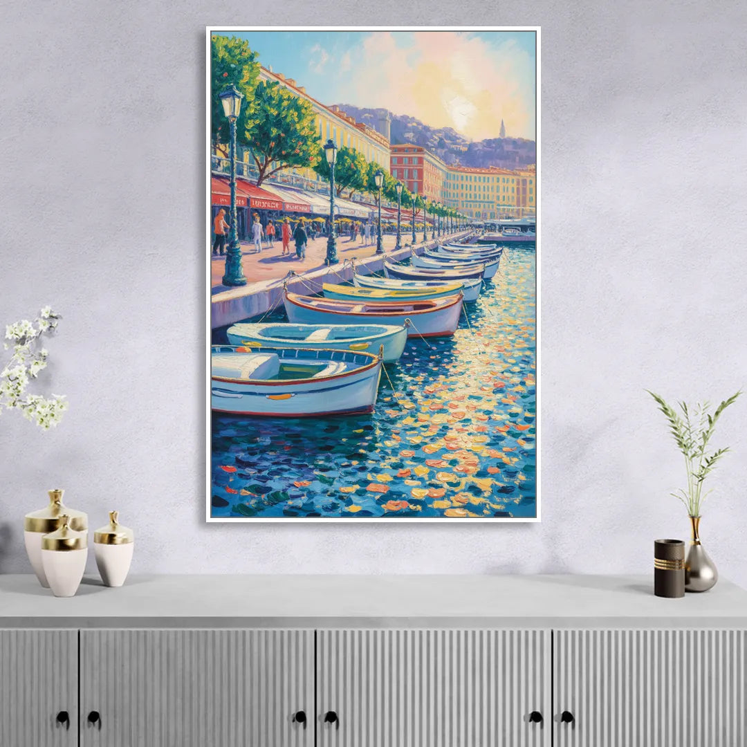 Port of Nice Living Room - White Canvas Wall Art
