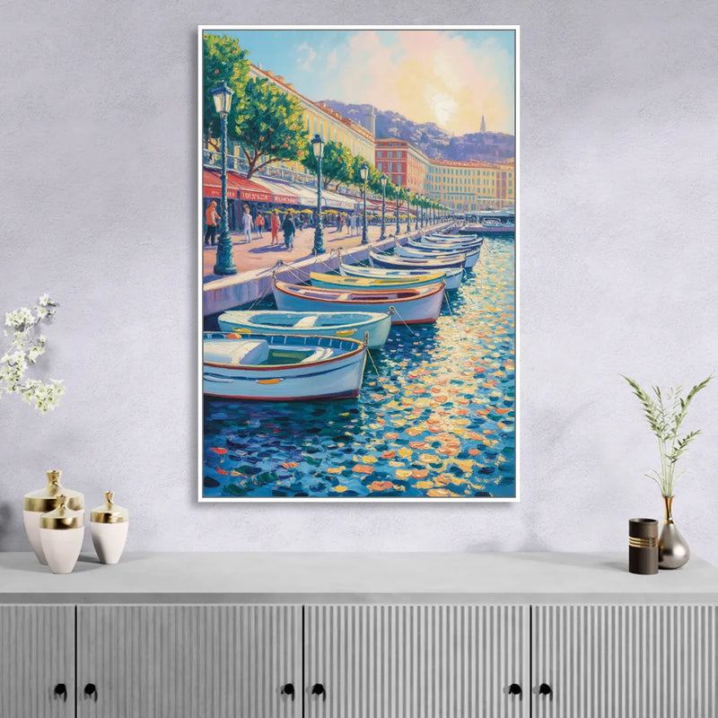 Port of Nice Living Room - White Canvas Wall Art